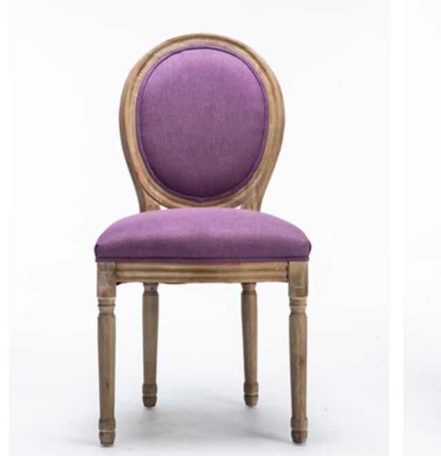 French Style Oak Wood Hotel Dining Chairs Antique Design Purple China French Style Oak Wood Hotel Dining Chairs Antique Design Purple Linen Fabric supplier - French Style Oak Wood Hotel Dining Chairs Antique Design Purple