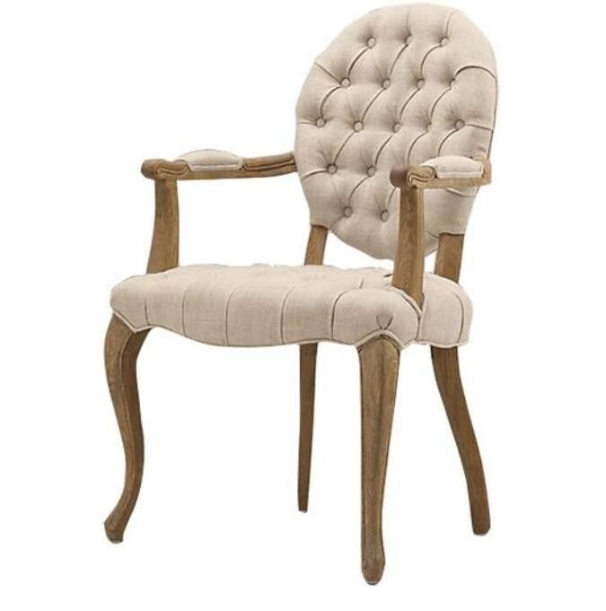 Wooden Fabric Dining Chairs With Arm , Upholstered Contemporary Dining Chairs