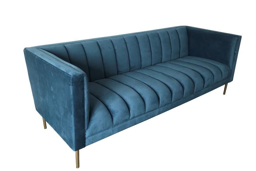 2018 New model blue couch fabric upholstery furniture for wedding rental Metal sofa