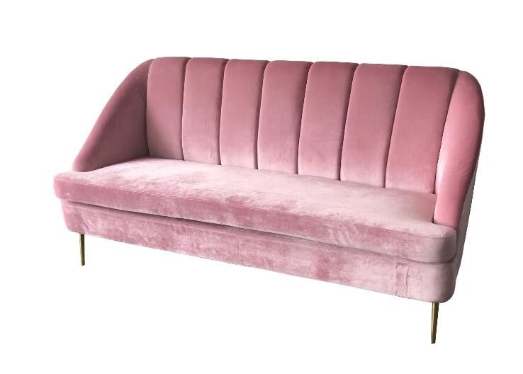 Pink velvet sofa,velvet  couch fabric upholstery furniture for wedding rental sofa