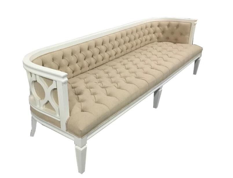 Nature Oak Wood Chesterfield Corner Sofa , Chesterfield Couch White Finish Frame