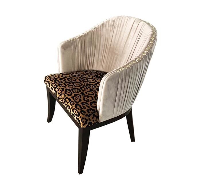 Modern design custom made hotel velvet fabric wooden dining chair with silver neilheads