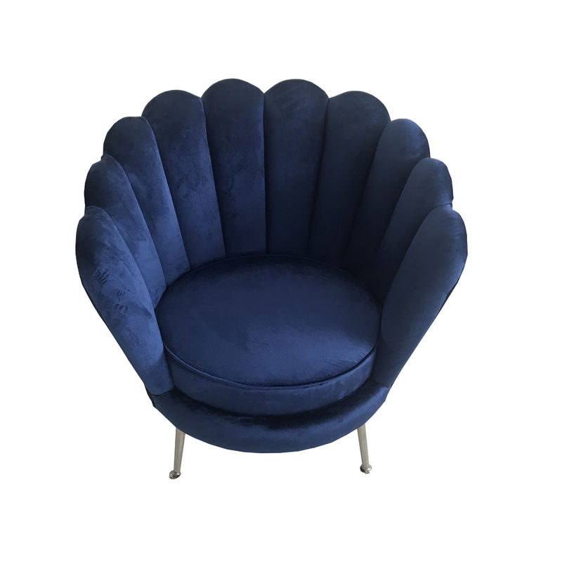 Upholstery blue velvet sofa with stainless steel leg, event wedding metal chair