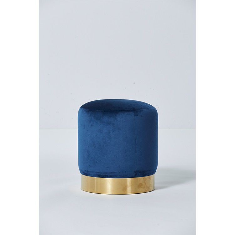 Modern Upholstery Blue Velvet Bed Ottoman Bench With Metal Base