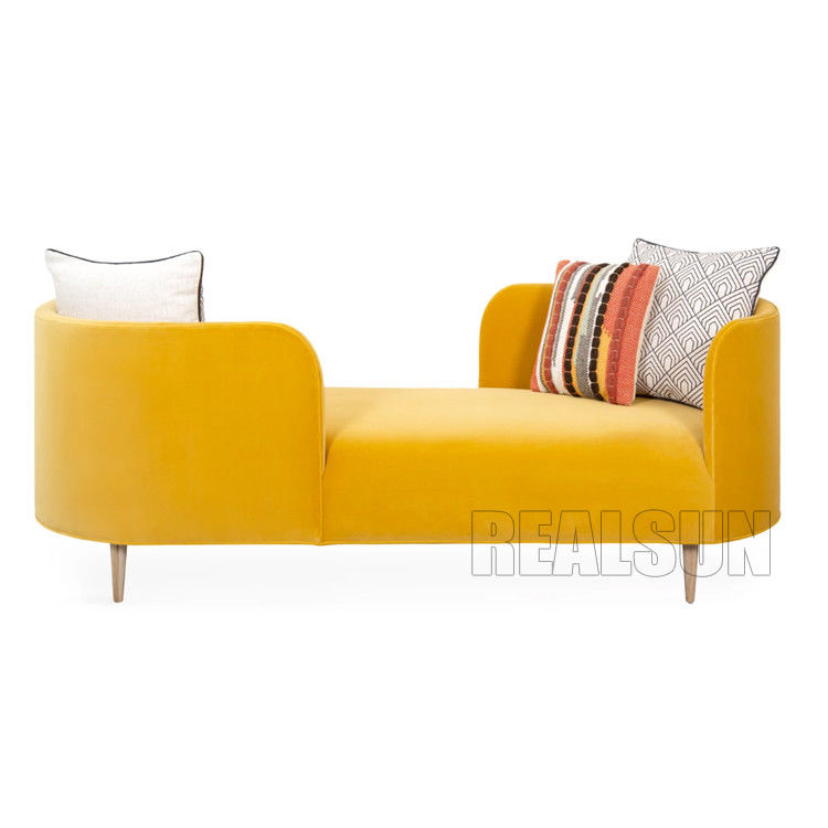 Oslo Chaisesolid Sofa Home Wood Furniture With Solid And Yellow Color Velvet Fabric