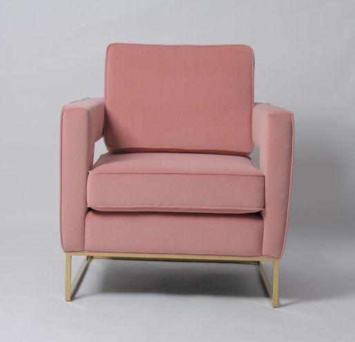 Modern Living Room Furniture Velvet Pale Pink Sofa With Metal Frame