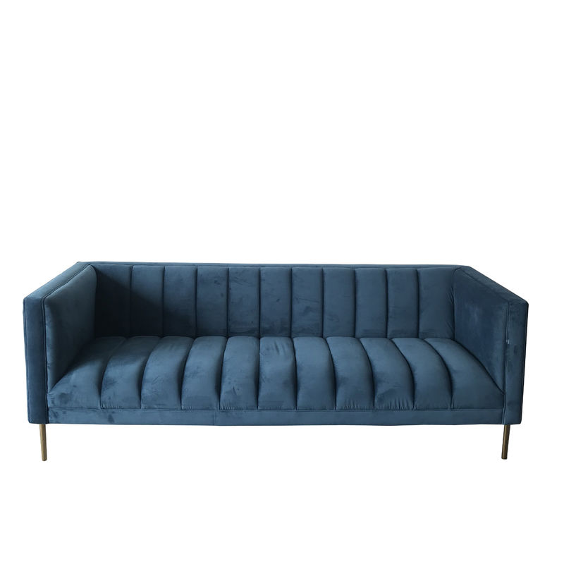 Blue Velvet Tufted 3 Seat 221x76x78cm Living Room Sofa