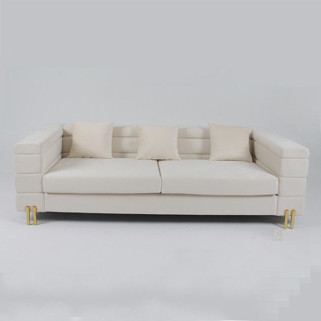3 Seater 70cm Velvet Tufted Sofa With Slim Metal Leg
