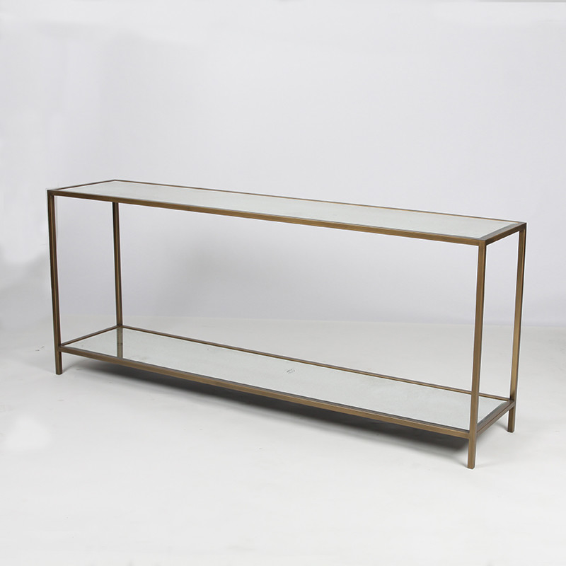 Golden Frame Modern Luxury Console Table Glass Top Home Decoration