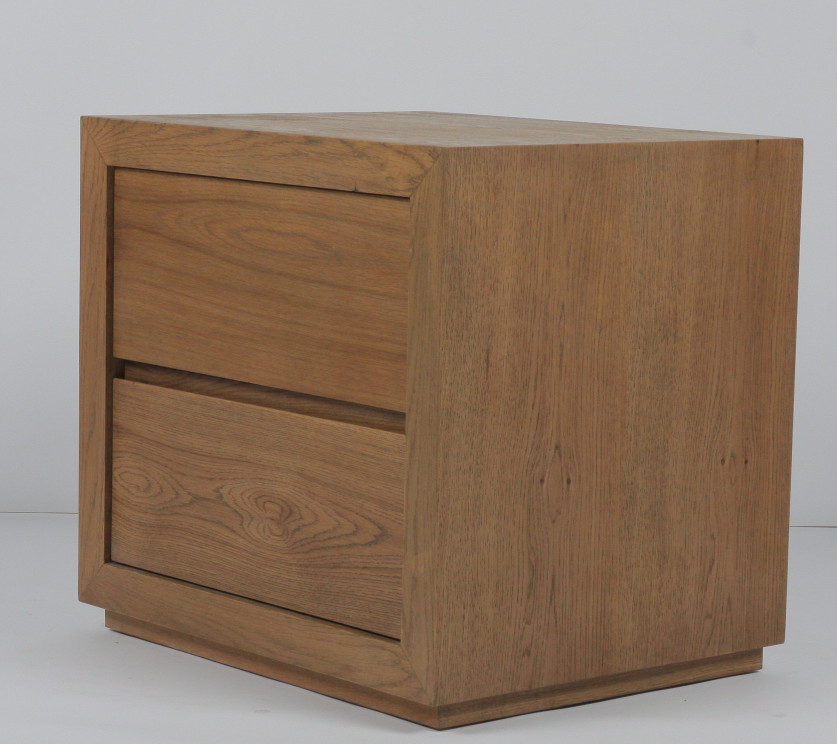 Modern Solid Oak Nightstand Luxury Hotel Bedroom Furniture Customized Color