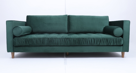 Good price Retro Industrial Style Velvet Fabric 3 Seater Sofa Homestay Light Luxury Green online