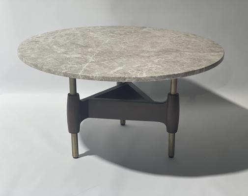 Good price Customized Living Room Coffee Table With Brushed Brass Metal Base Marble Top‎ online