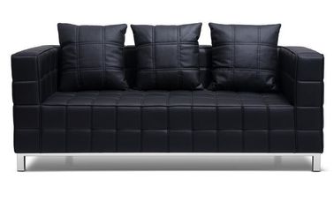 Good price Metal Base 18 Inch Living Room Couches Black Leather With High Density Foam online