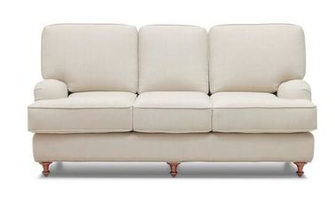 Good price American Style Living Room Couches Linen Fabric 3 Seater Sofa Solid Wood Legs online