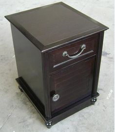 Good price HPL Top Dark Wood Nightstand With Drawers , Narrow Bedside Table Night Stand online