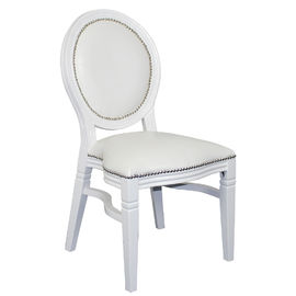 Good price French style white finish oak wood antique stackable wedding louis dining chair online