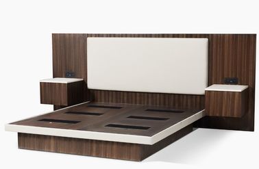 Good price King Size Dark Zebra Wood Veneer Luxury Hotel Bedroom Furniture With Upholstered Headboard online