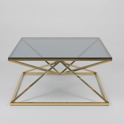 Good price Overlapping Triangles 0.5cbm Metal Frame Coffee Table With Clean Glass online
