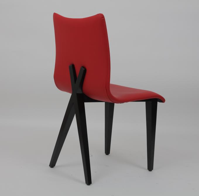 Lxury Upholstery Nordic Restaurant Leather Dining Chair Metal Red 1