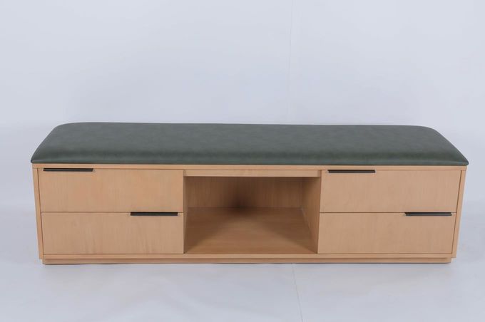 Wooden Luxury Commercial Hotel Luggage Bench With Drawers 2