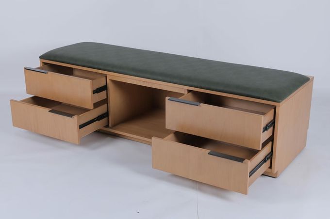 Wooden Luxury Commercial Hotel Luggage Bench With Drawers 1