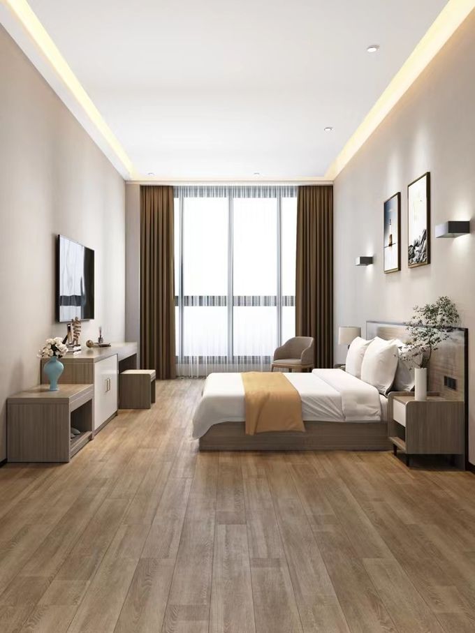 Luxury style solid wood Upholstered fabric hotel bedroom furniture 0